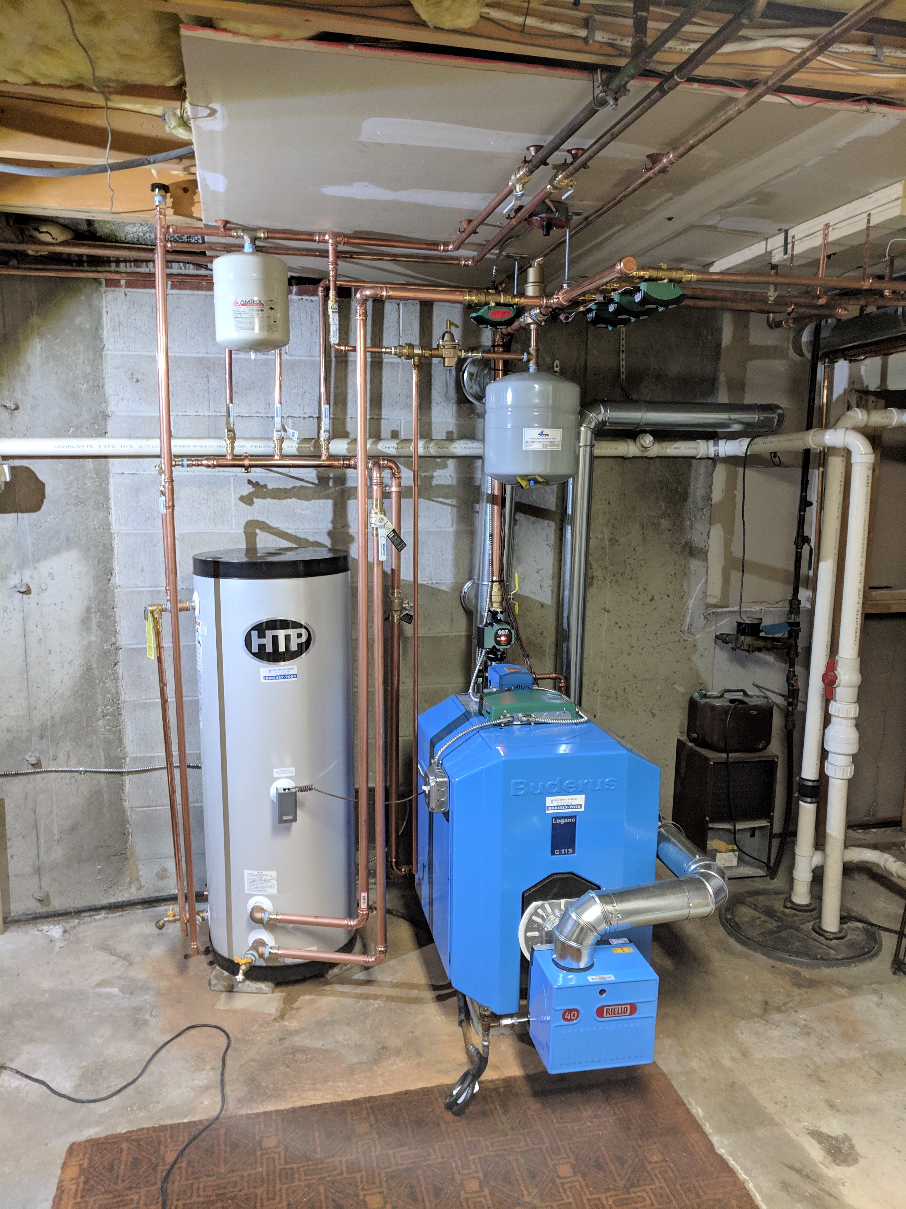 Buderus boiler and HTP water heater installation